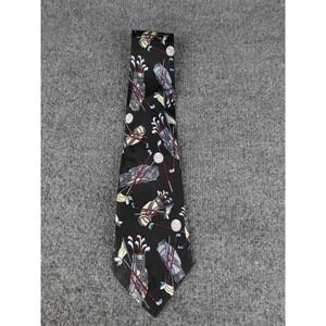 Studio‎ 890 Hand Made Black Golf Print Silk Necktie